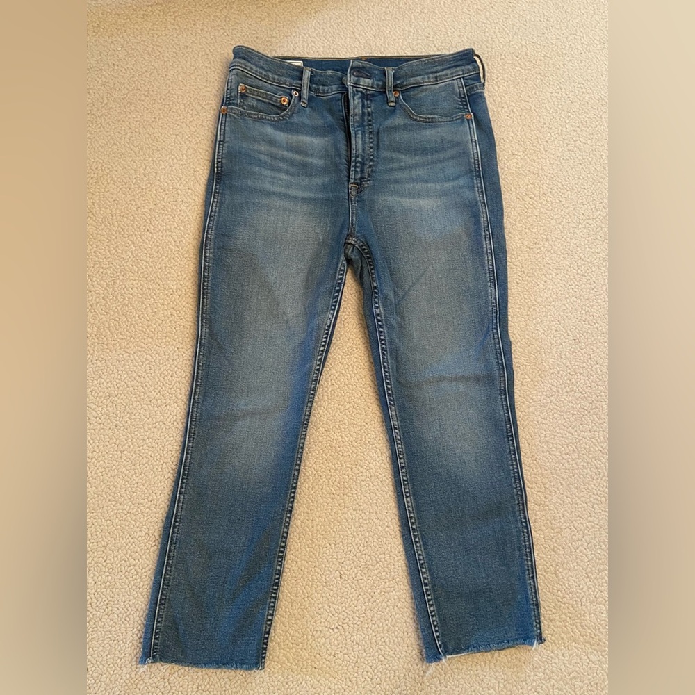 GAP Vintage Slim Straight High Rise Jeans - Classic Blue - Cropped